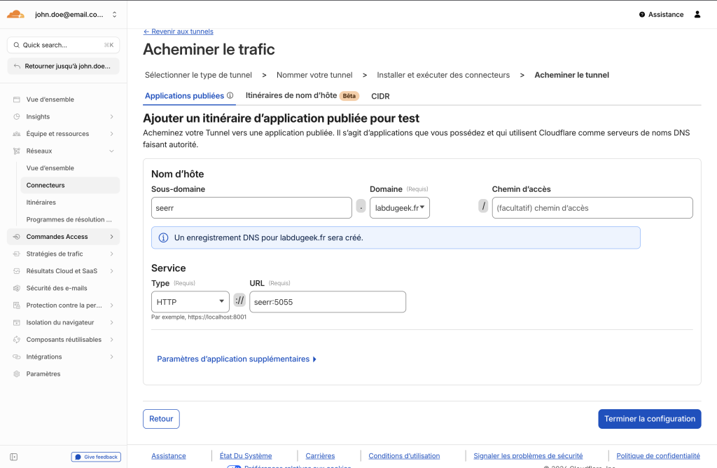 Capture d'écran du dashboard zero trust de cloudflare.